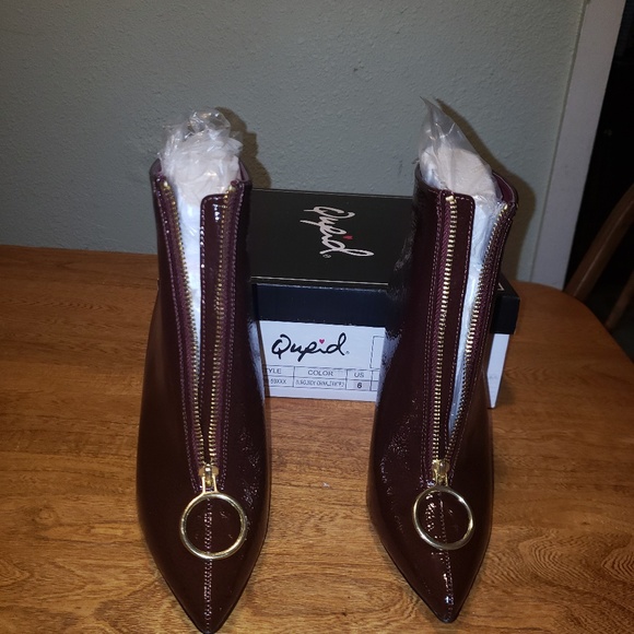 Burgundy booties PU LEATHER - Picture 5 of 8